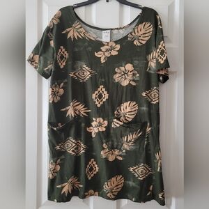 Tahiti, Hunter Green / Olive Color w/ Tan Patterns, Size: Lg (12-14)